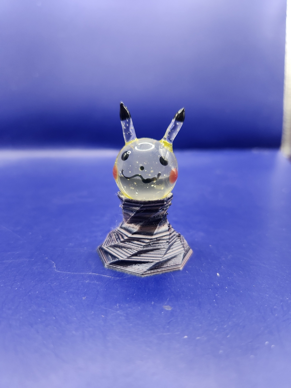 Handmade Resin Pikachu Marble On A 3D-printed Stand, Glows